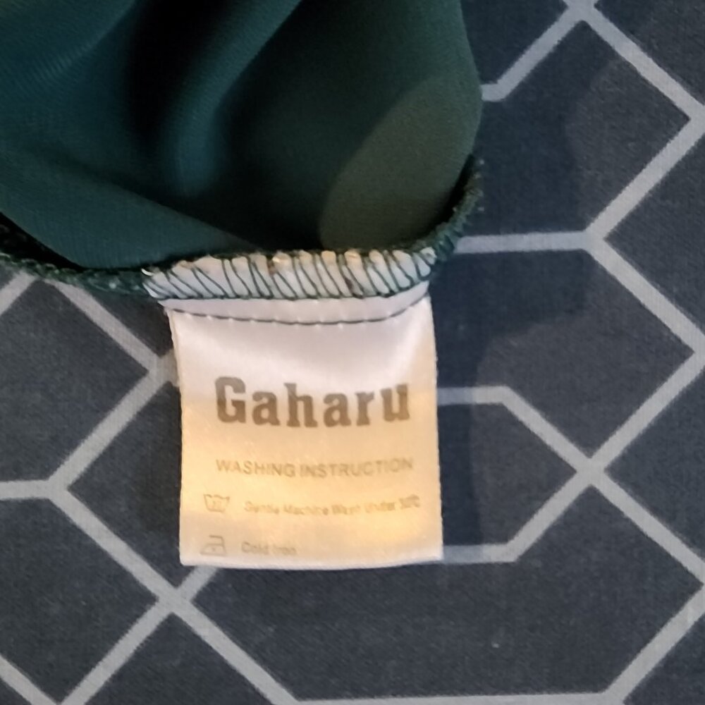 Gaharu Green Summer Work Blouse V Neck Short Sleeve Lapel Shirt Top Tunic | XL - Picture 4 of 5